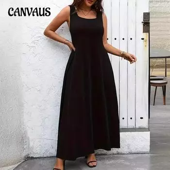 Женское платье больших размеров, однотонное платье-жилет, летние трикотажные платья с низом