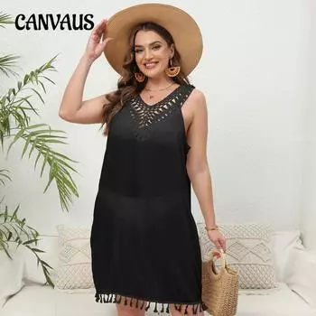 Женское платье больших размеров с v-образным вырезом, сексуальное платье-майка, бикини, прикрытие 0XL чёрный