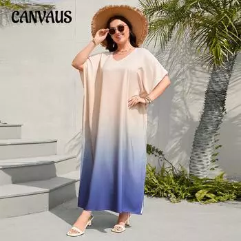 Женское платье больших размеров с градиентным принтом, пляжная накидка, бикини, солнцезащитный крем, пляжные платья