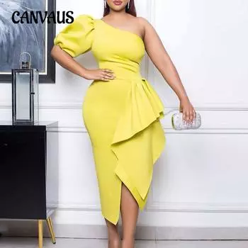 Женское платье больших размеров с наклонным вырезом и оборками, сексуальное вечернее платье, вечернее платье S белый