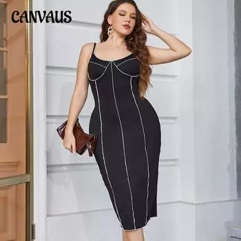 Женское платье больших размеров с открытой спиной и бретелькой через шею XL чёрный