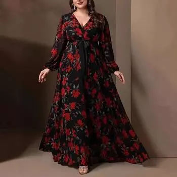 Женское платье больших размеров с модным принтом Fat MM Dress 0XL чёрный