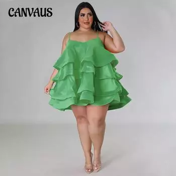 Женское платье больших размеров, сексуальные платья без рукавов с рюшами и регулируемыми бретелями L чёрный