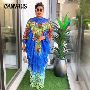 Женское платье больших размеров, темперамент, элегантное длинное платье с принтом One Size синий