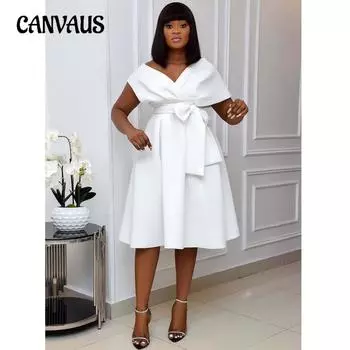 Женское платье больших размеров, темпераментное пригородное платье с v-образным вырезом, модные платья на бретельках