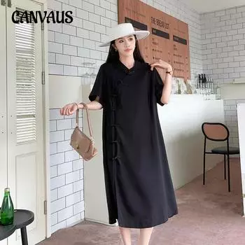 Женское платье больших размеров в китайском ретро-республиканском стиле, модифицированный Cheongsam 2XL чёрный