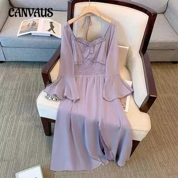 Женское платье больших размеров, весенне-летнее платье французского темперамента XL фиолетовый