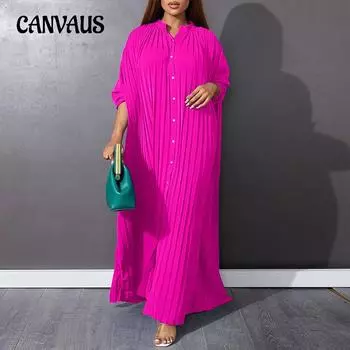 Женское платье больших размеров, весенне-летняя мода, свободные повседневные жатые плиссированные платья для внешней торговли