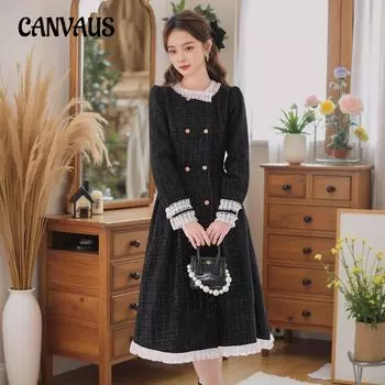 Женское платье большого размера, маленькое, ароматное, с длинным рукавом, темпераментное, осеннее, новое, средней длины платье XL чёрный