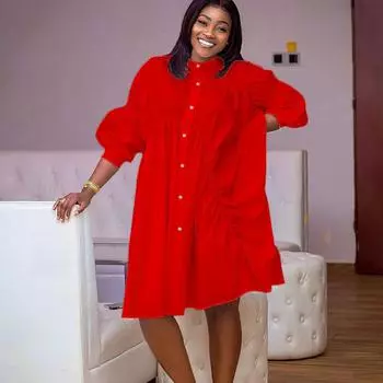 Женское платье большого размера на весну и осень, модное плиссированное платье на пуговицах, женское цельное однотонное короткое платье с длинными рукавами S белый