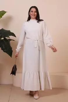 Женское платье большого размера Платье больших размеров Платье-хиджаб с длинными рукавами Плиссированное платье