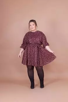 Женское платье большого размера Плюс размер Бордовое бархатное платье с цветочным узором и рукавами «летучая мышь»