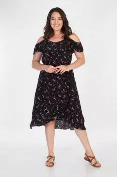 Женское платье большого размера с воланами