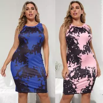 Женское платье большого размера с нестандартным принтом, юбка-жилет с запахом на бедрах F 0XL розовый