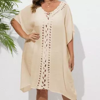 Женское платье большого размера, женское, крючковое, свободное, пляжное, бикини, пальто One size чёрный