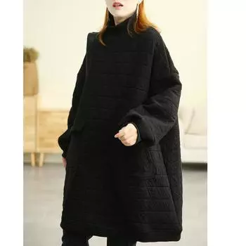 Женское платье большого размера, зимнее, иностранного стиля, хлопковая одежда, утолщенная, стеганая одежда, свитер, женская юбка, платье, женская осень и зима average size [100-100 kg] верблюд