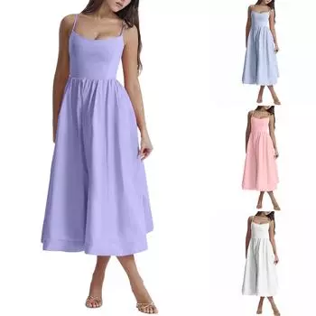 Женское платье-бретелька, сексуальное платье с запахом, рюшами и разрезом, коктейльные платья для женщин, вечернее платье, элегантное платье на бретелях без кармана S синий