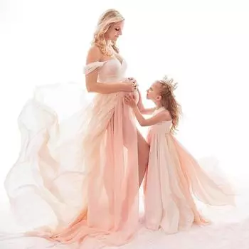 Женское платье для беременных с сеткой и открытыми плечами, с короткими рукавами, длинное, элегантное, для вечеринки, свадьбы, фотосессии S розовый