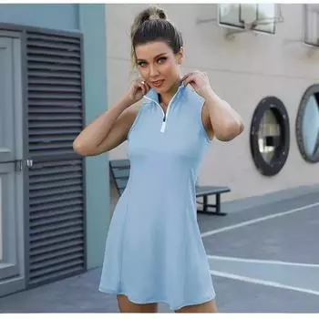 Женское платье для йоги, тенниса, эластичное, быстросохнущее, для гольфа, спорта, карманов, с защитой от блеска, для фитнеса, комплект из двух предметов XS чёрный