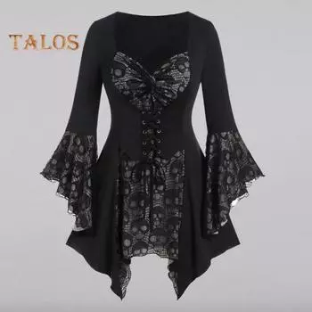 Женское платье для косплея на Хэллоуин, нерегулярные манжеты, кружевные завязки, узел с низким вырезом, средневековое винтажное платье с рукавами «летучая мышь», платье для выступления на сцене 2XL светло-серый