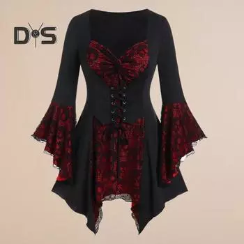 Женское платье для косплея на Хэллоуин, нерегулярные манжеты, кружевные завязки, узел с низким вырезом, средневековое винтажное платье с рукавами «летучая мышь», платье для выступления на сцене L синий