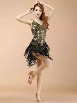 Женское платье для латинских танцев, платье с кисточками, коктейльный костюм, платье-хлопушка 1920-х годов