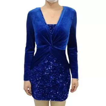 Женское платье для выпускного вечера с низким вырезом, глубоким V-образным вырезом, облегающим, с высокой талией, узлом, плиссированным, блестящим, пудровым, с длинными рукавами, длиной выше колена, женское облегающее мини-платье S красный