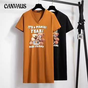 Женское платье-футболка больших размеров, летние тонкие платья с v-образным вырезом XL оранжевый