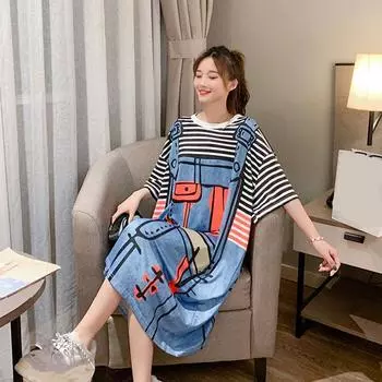 Женское платье-футболка большого размера, длинное платье, домашняя ночная рубашка с героями мультфильмов S