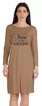 Женское платье-футболка Inkmeso Jesus Is My Vaccine Anti Vax Vaxxer Dress коричневый
