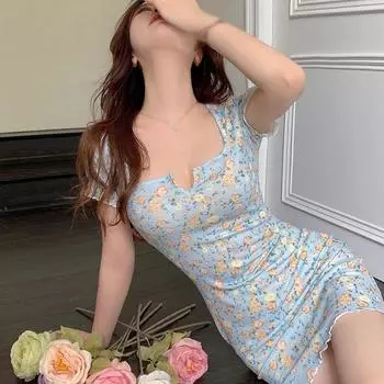 Женское платье, футболка с вырезом на шее и французским цветочным кружевом One Size