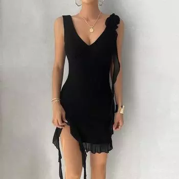 Женское платье-халтер с сетчатым принтом, однотонное, весна-лето, темперамент S фиолетовый