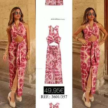 Женское платье-халтер с узлом на шее, лето 2023 г. - европейский и американский стиль XS