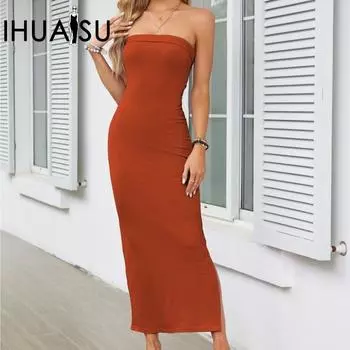 Женское платье IHUASU с разрезом по бокам и верхом S белый