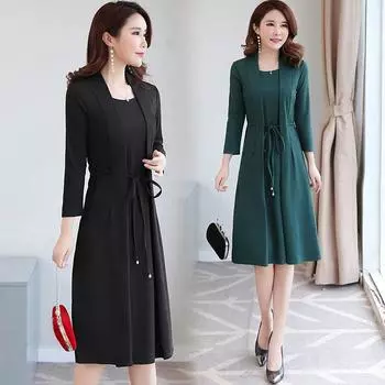 Женское платье из двух частей большого размера, женское с длинным рукавом, для похудения живота, матери XXXXXL