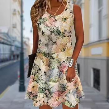 Женское платье из двух частей с имитацией розы и красивым принтом бабочек, без рукавов, с круглым вырезом, свободное, мягкое и удобное, большого размера XS фиолетовый