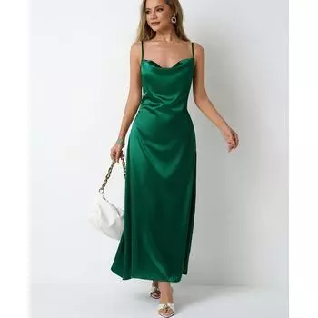 Женское платье из искусственного шелка с плиссировкой, атласные платья XS желто-зеленый