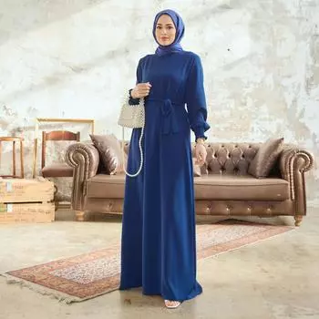 Женское платье из креповой ткани с длинным рукавом Vera с поясом