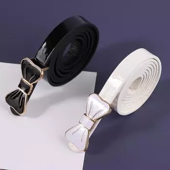 Женское платье из лакированной кожи с пряжкой-бантом, декоративные маленькие тонкие ремни для женщин, роскошный дизайнерский бренд