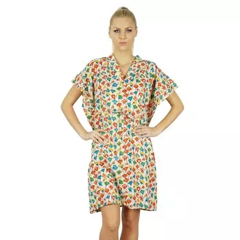 Женское платье-кафтан из хлопка с цветочным принтом Bimba, короткая туника, пляжный кафтан 10 разноцветный