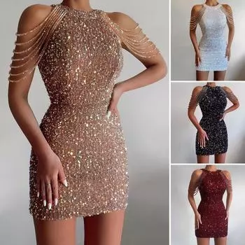 Женское платье-карандаш без рукавов с кисточками на талии и плечами, с запахом на талии, мини-платье с лямкой на шее для коктейльной вечеринки S белый