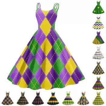 Женское платье, карнавальный принт, сексуальные подтяжки, большой дисплей, ретро-платье XL