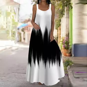 Женское платье-комбинация, длинное платье макси, белое платье с принтом «призма», весна и лето, V-образный вырез, для отдыха и отпуска XS зелёный