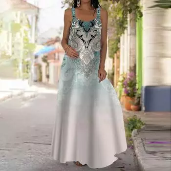 Женское платье-комбинация, длинное платье макси, изысканные узоры, принт, платье для весны и лета, V-образный вырез, для отдыха и отпуска XS фиолетовый