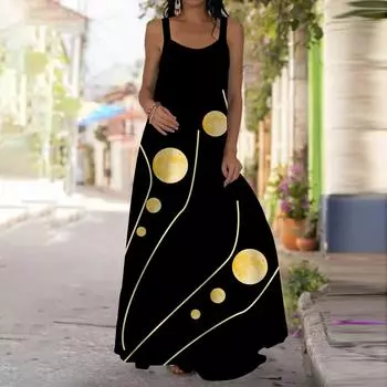 Женское платье-комбинация, длинное платье, платье с принтом в виде золотых точек, весна и лето, V-образный вырез, для отдыха и отпуска XS красный