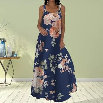 Женское платье-комбинация Длинное платье макси Красное платье с вишневым принтом Весна и лето Для отдыха и отпуска XS красный