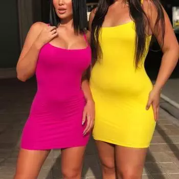 Женское платье-комбинация для клубной вечеринки, пляжное платье-футляр на тонких бретельках, облегающее платье без рукавов, платье с открытой спиной и бретельками, однотонное летнее мини-платье S розы красного