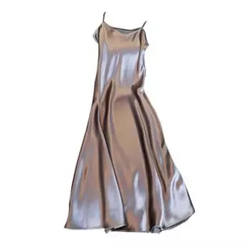 Женское платье-комбинация из шелковистого атласа с V-образным вырезом на бретельках сплошного цвета плюс размер трапециевидной формы со свободным подолом и открытой спиной без рукавов с ремешками платье для выпускного вечера миди-платье XXXL серый