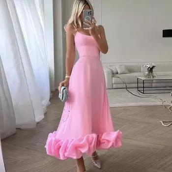 Женское платье-комбинация с открытой спиной и без рукавов на бретельках с облаками, трапециевидной формы, облегающее однотонное вечернее платье для выпускного вечера, вечерние макси-платье S белый