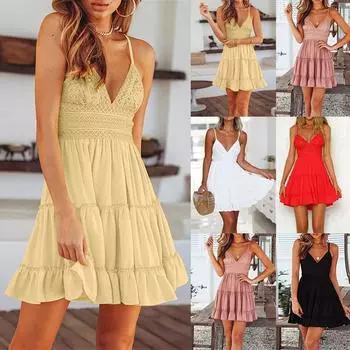 Женское платье, кружевное платье с подтяжками и открытой спиной, сексуальное платье на подтяжках XXXL чёрный